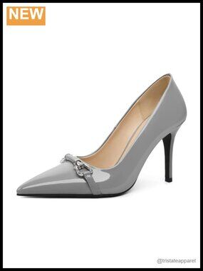 Pointed Toe Stiletto Pump Heels Slip On Elegant High Heels Faux Leather